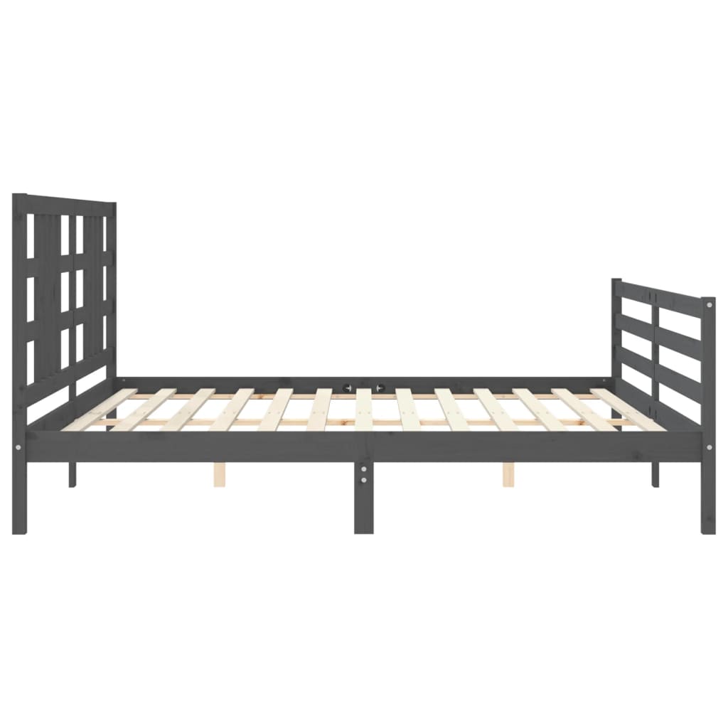 Sengeramme med hodegavl grå 200x200 cm heltre
