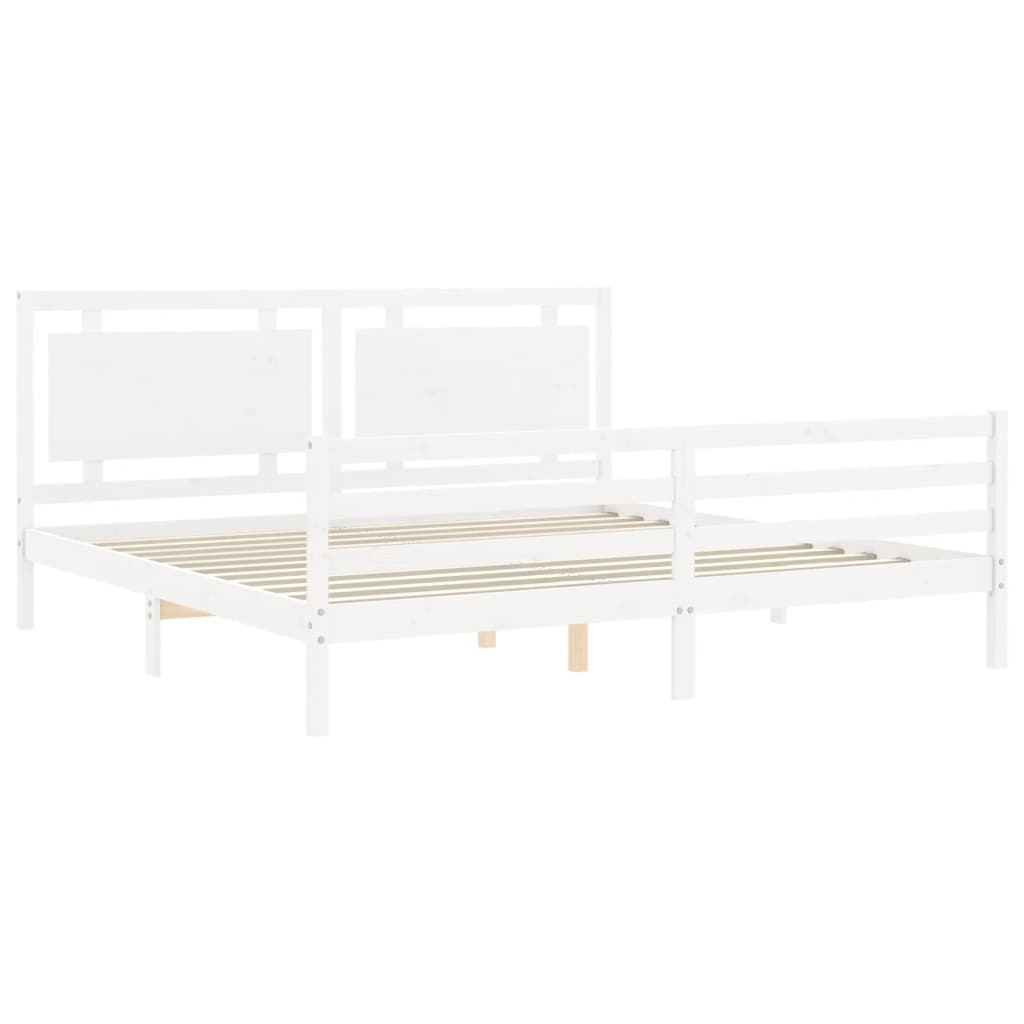 Sengeramme med hodegavl hvit 200x200 cm heltre