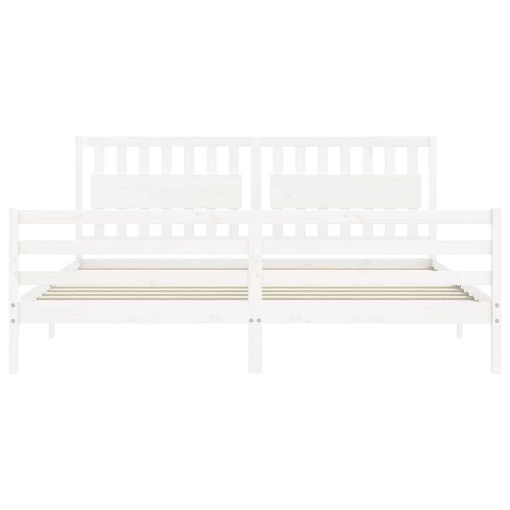 Sengeramme med hodegavl hvit 200x200 cm heltre