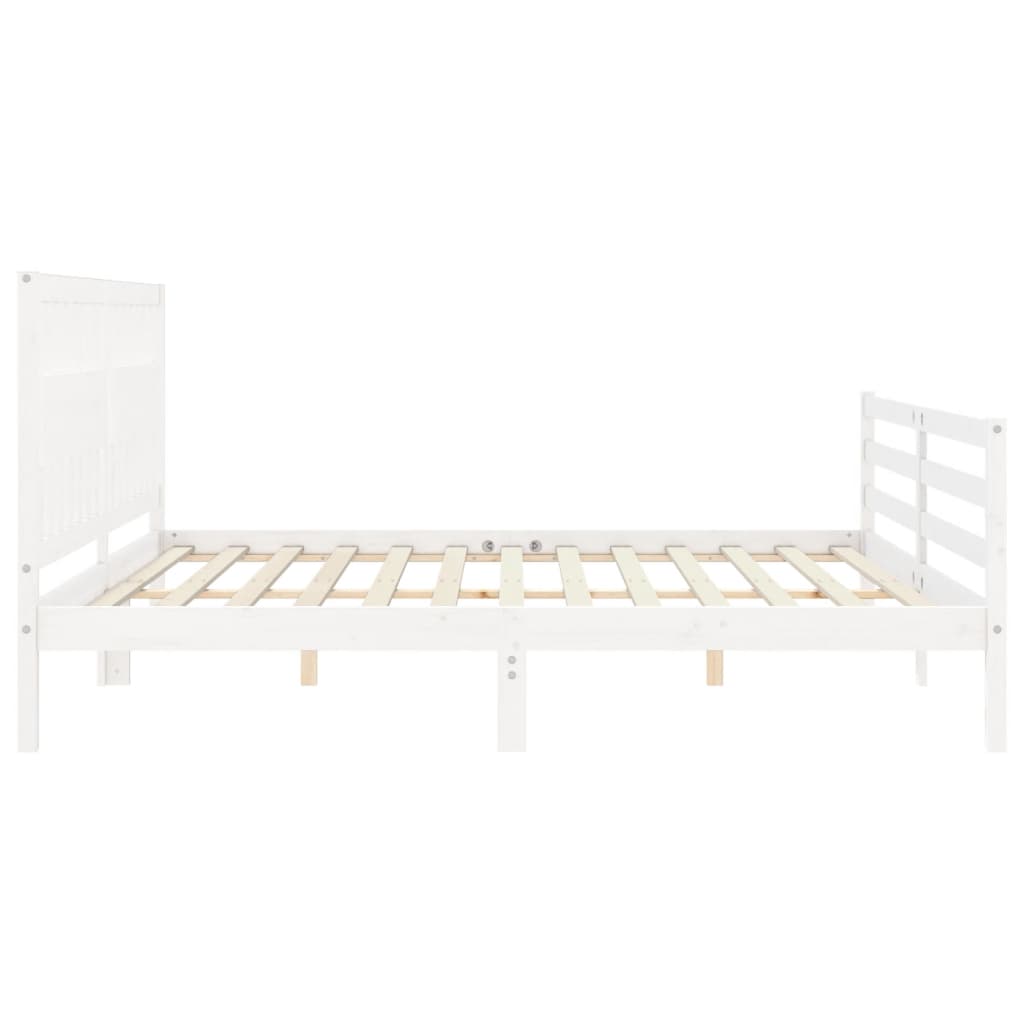 Sengeramme med hodegavl hvit 200x200 cm heltre