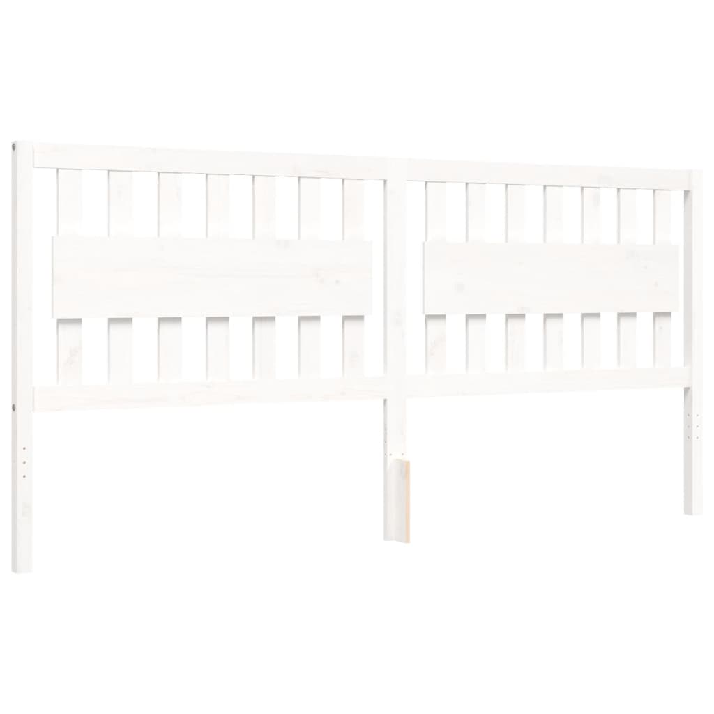 Sengeramme med hodegavl hvit 200x200 cm heltre