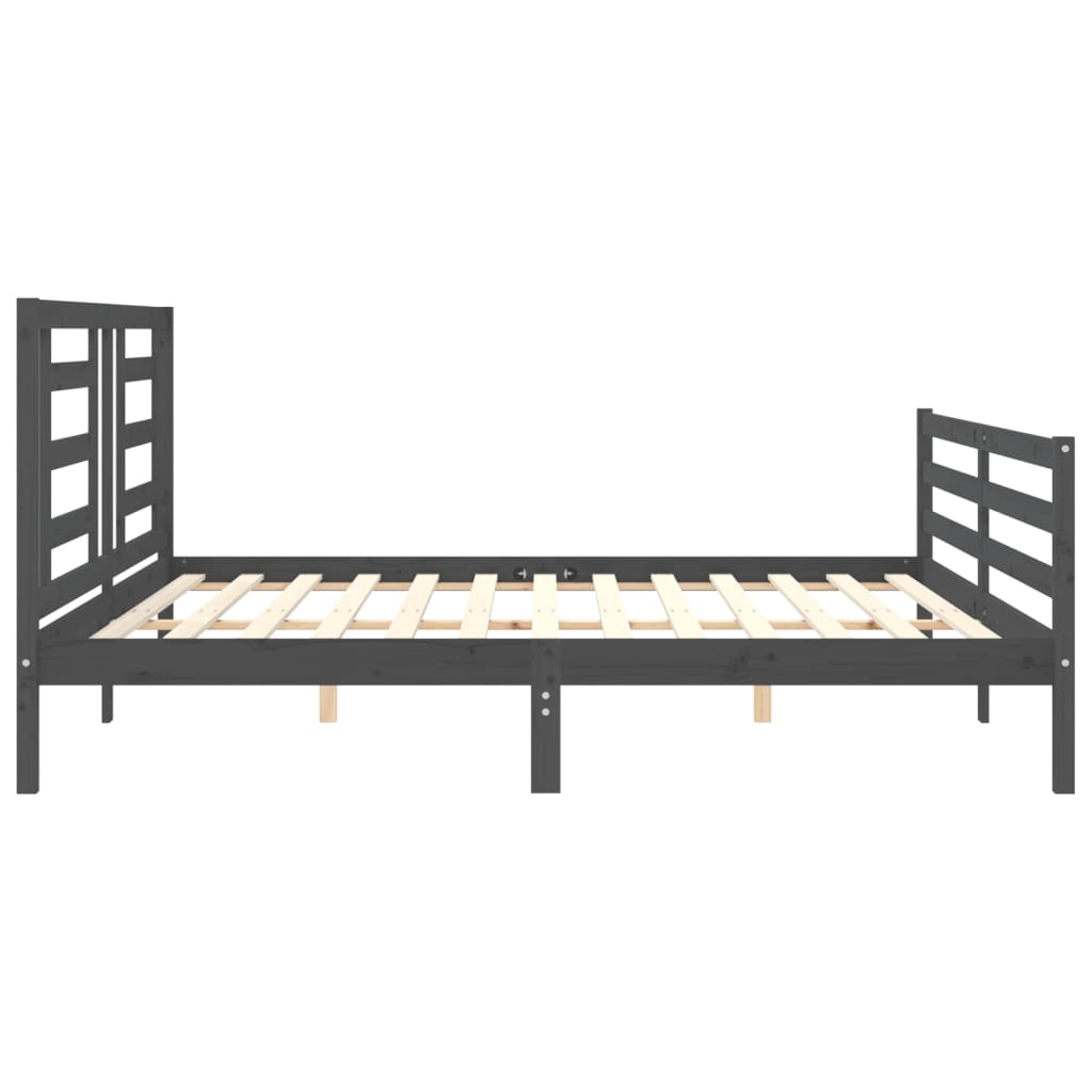 Sengeramme med hodegavl grå 200x200 cm heltre