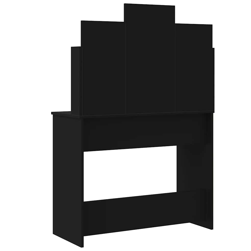 Sminkebord med LED svart 96x40x142 cm