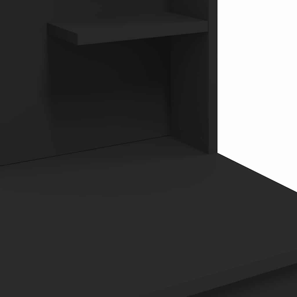 Sminkebord med LED svart 96x40x142 cm