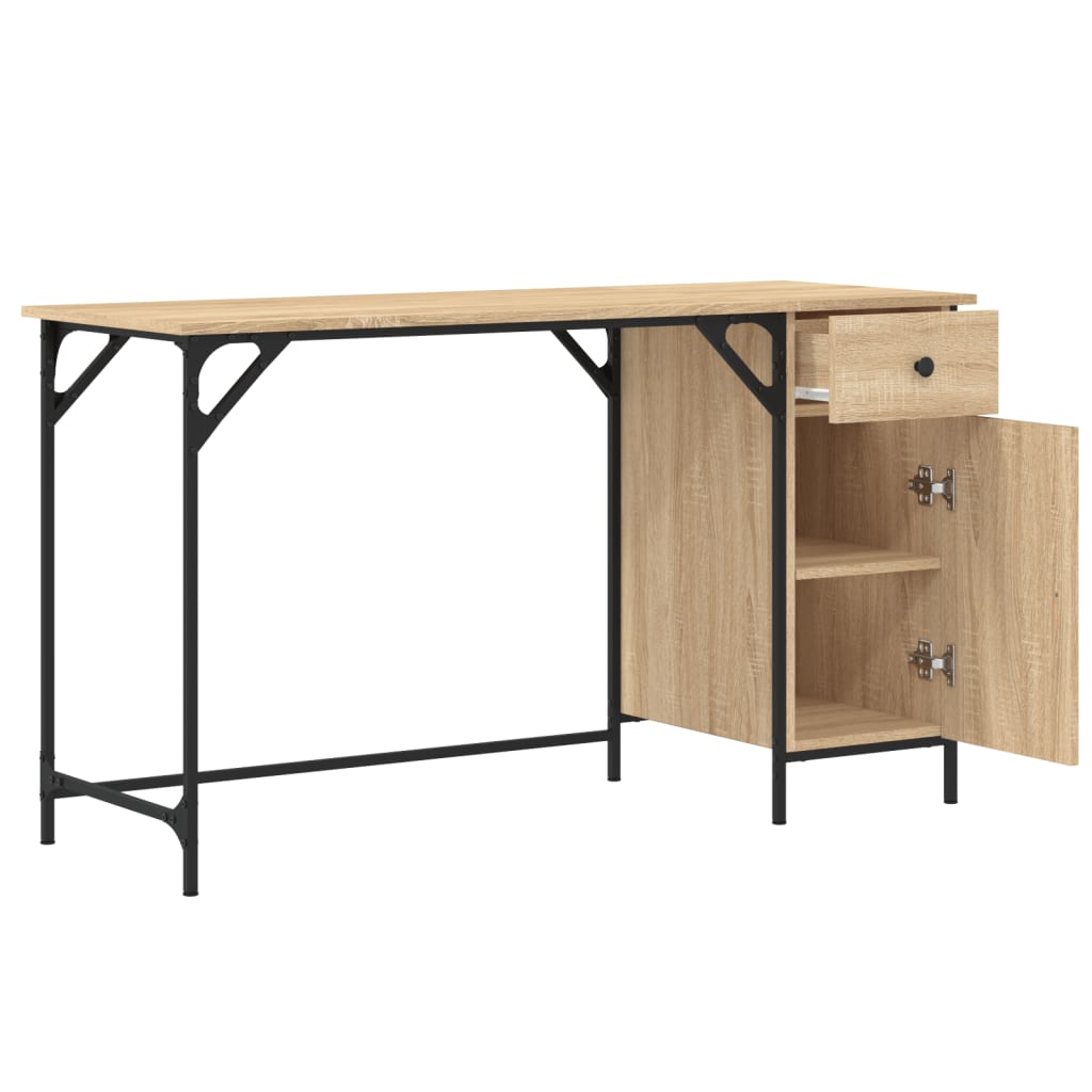 Skrivebord sonoma eik 131x48x75 cm konstruert tre