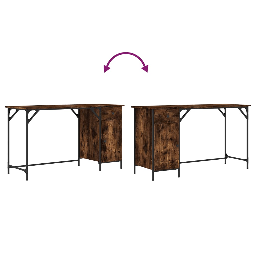 Skrivebord røkt eik 131x48x75 cm konstruert tre