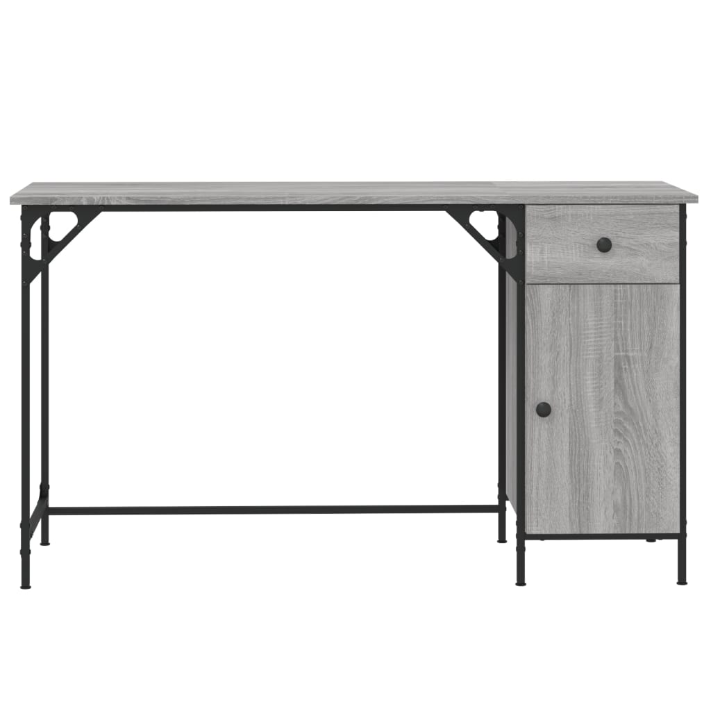 Skrivebord grå sonoma 131x48x75 cm konstruert tre
