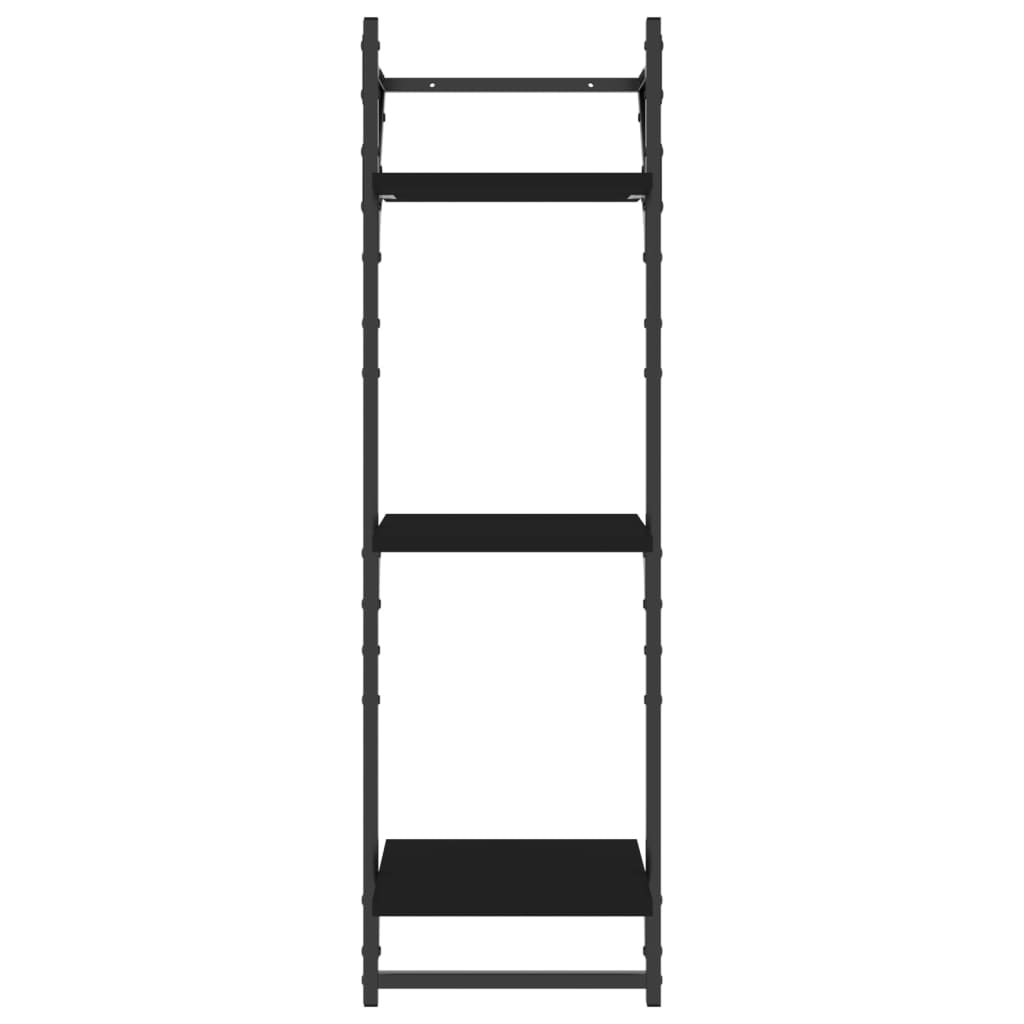 Vegghyller med 2 hyller stenger 2 stk svart 30x25x100 cm