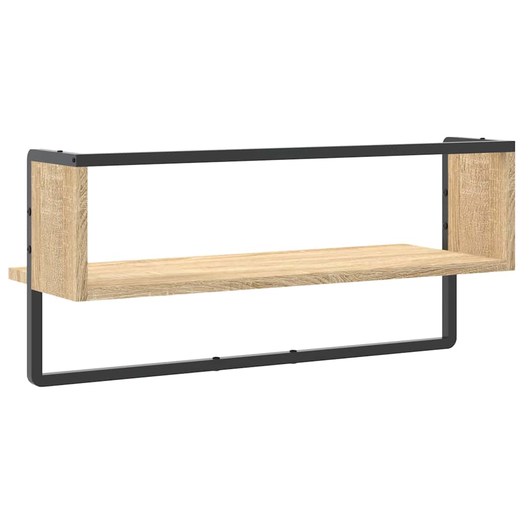 Vegghylle med stang sonoma eik 65x25x30 cm