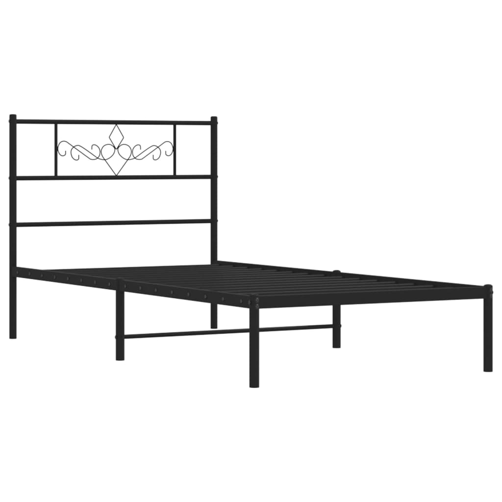 Sengeramme i metall med hodegavl svart 90x190 cm vidaXL