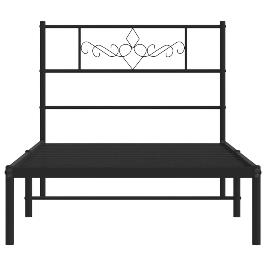 Sengeramme i metall med hodegavl svart 90x190 cm vidaXL