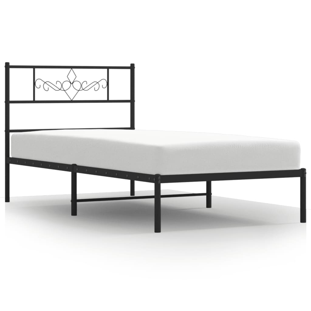 Sengeramme i metall med hodegavl svart 90x200 cm