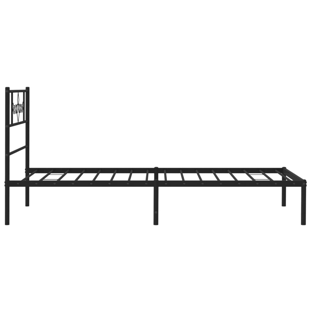 Sengeramme i metall med hodegavl svart 90x200 cm