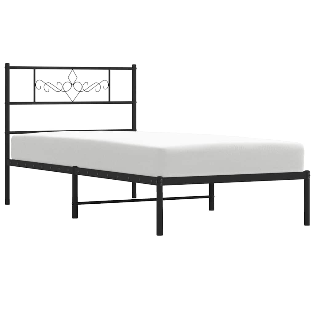 Sengeramme i metall med hodegavl svart 100x200 cm