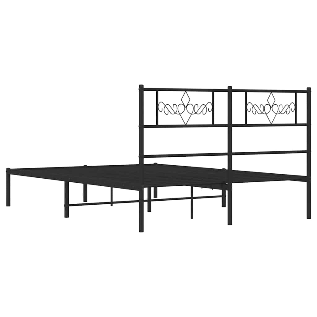 Sengeramme i metall med hodegavl svart 135x190 cm