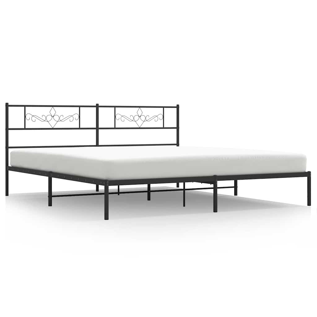 Sengeramme i metall med sengegavl svart 183x213 cm
