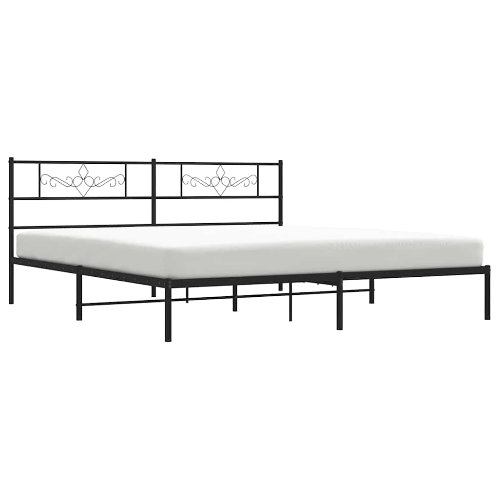 Sengeramme i metall med sengegavl svart 183x213 cm