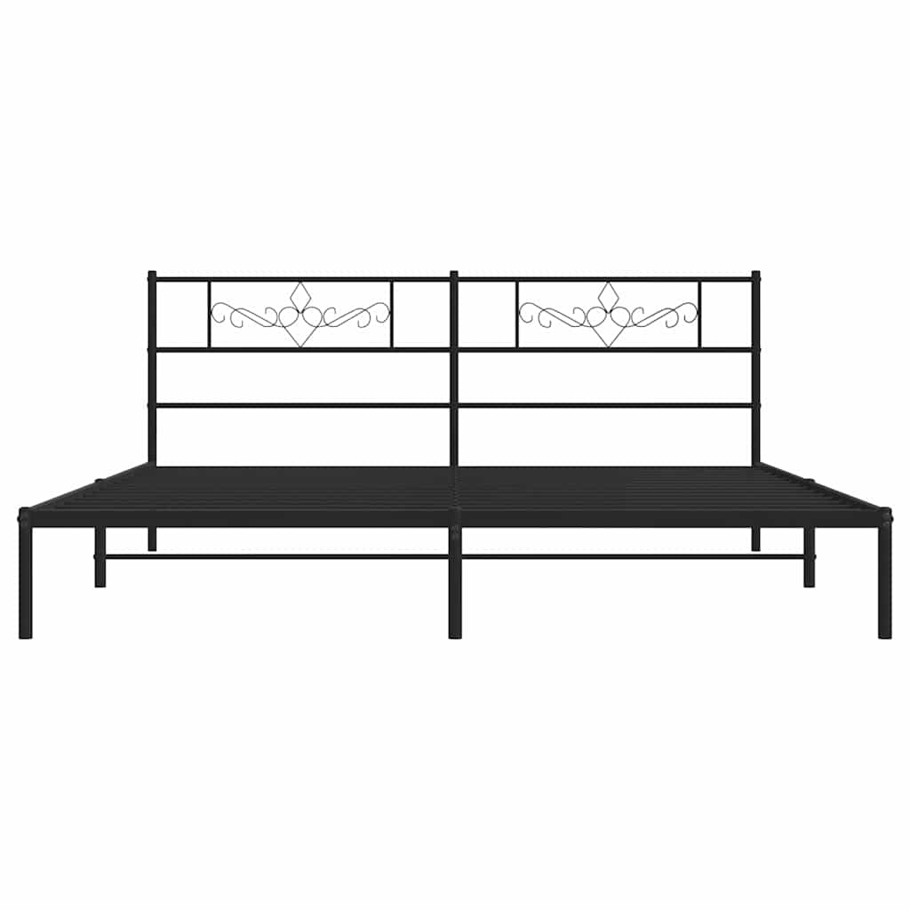 Sengeramme i metall med sengegavl svart 183x213 cm