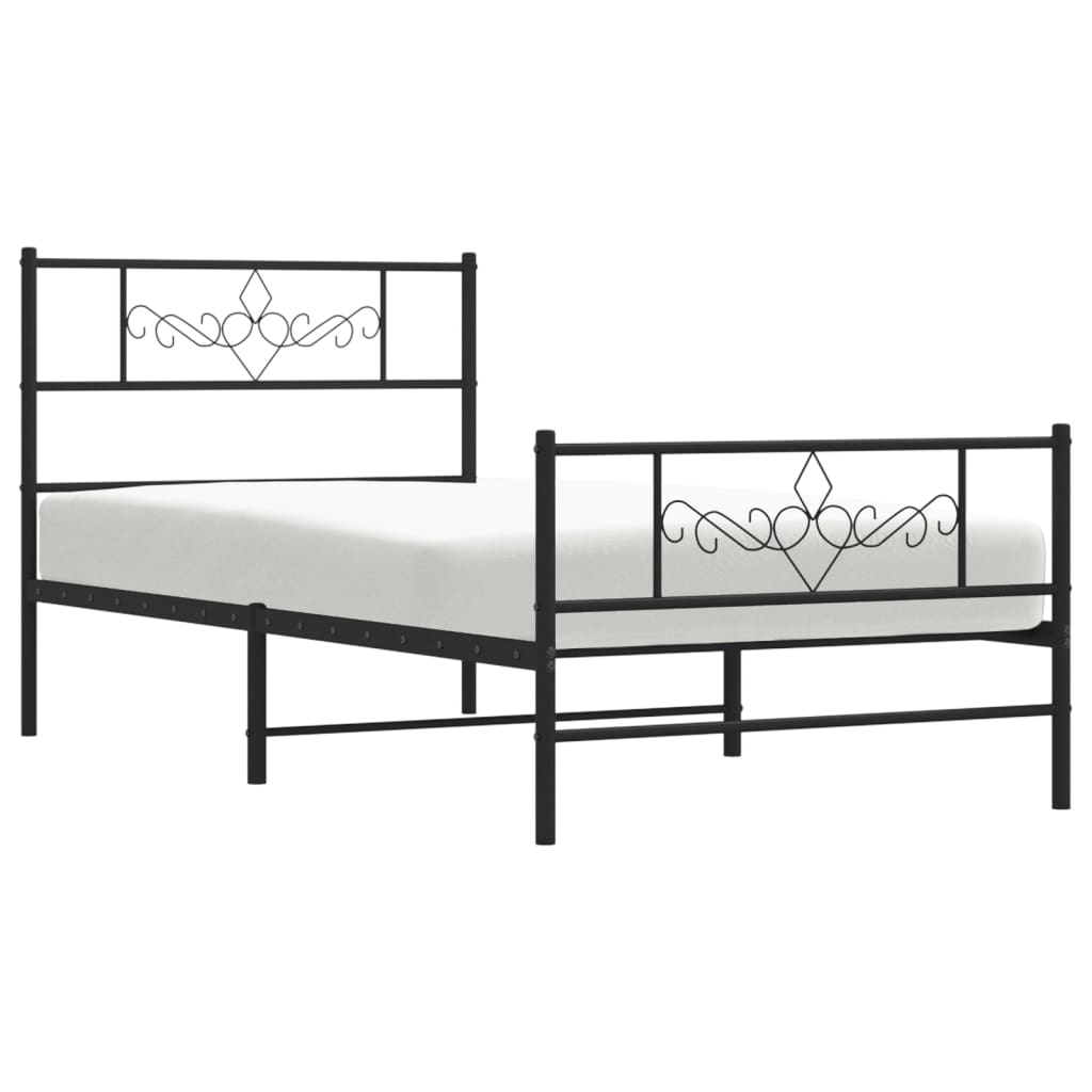 Sengeramme i metall med hode- og fotgavl svart 80x200 cm