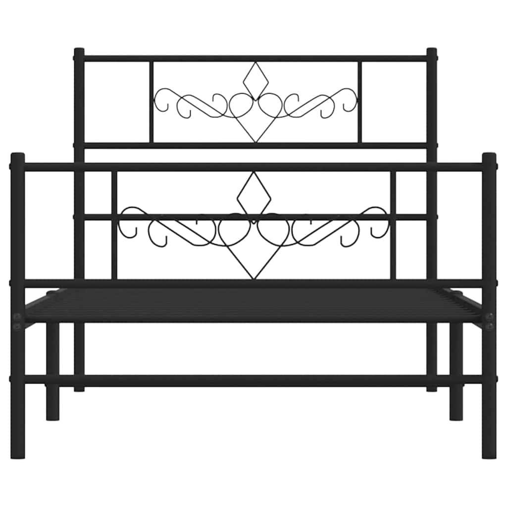 Sengeramme i metall med hode- og fotgavl svart 100x200 cm vidaXL