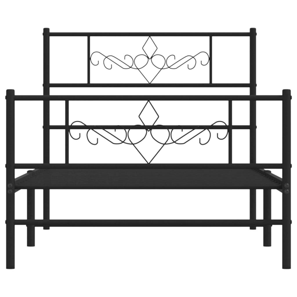 Sengeramme i metall med hode- og fotgavl svart 107x203 cm vidaXL