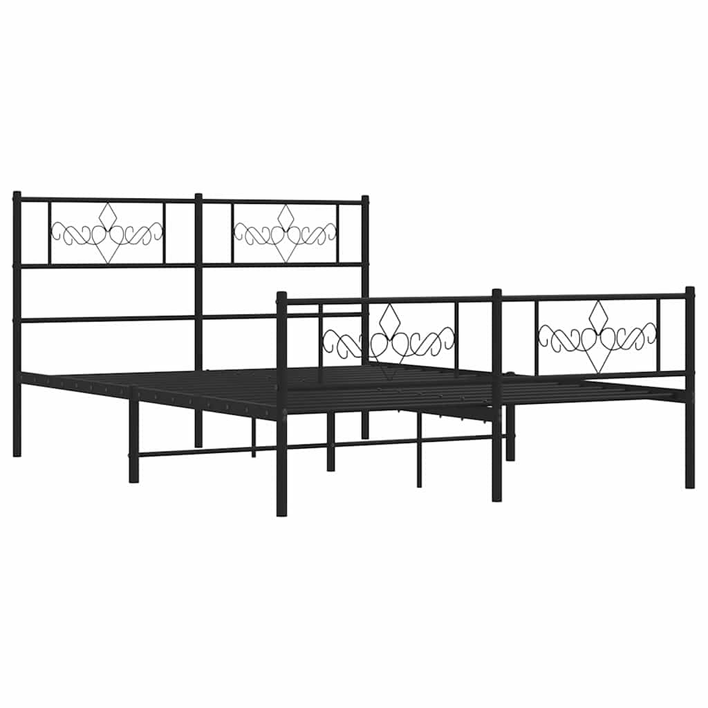 Sengeramme i metall med hode- og fotgavl svart 135x190 cm