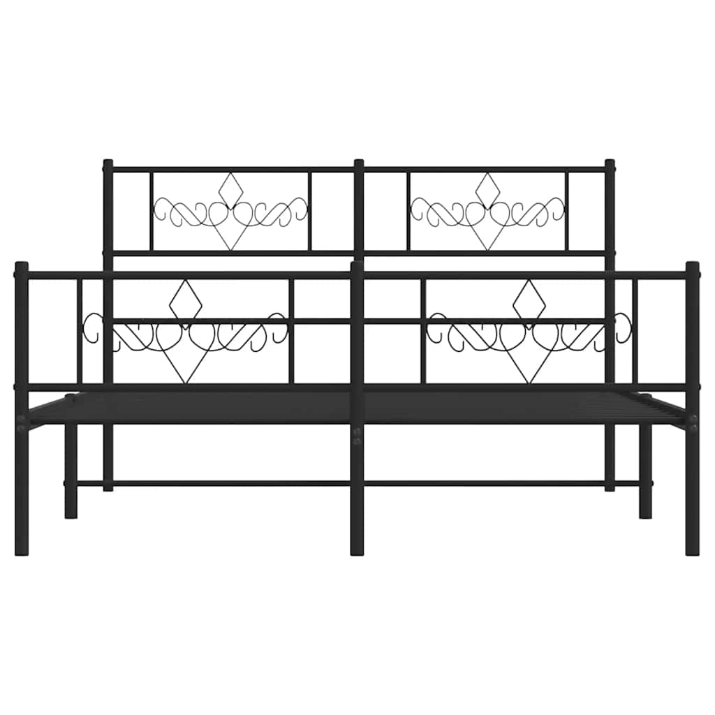 Sengeramme i metall med hode- og fotgavl svart 135x190 cm