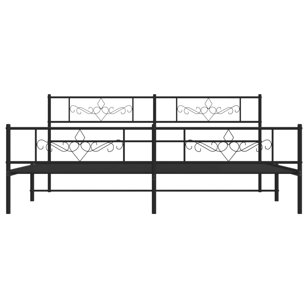 Sengeramme i metall uten madrass med fotgavl svart 180x200 cm vidaXL