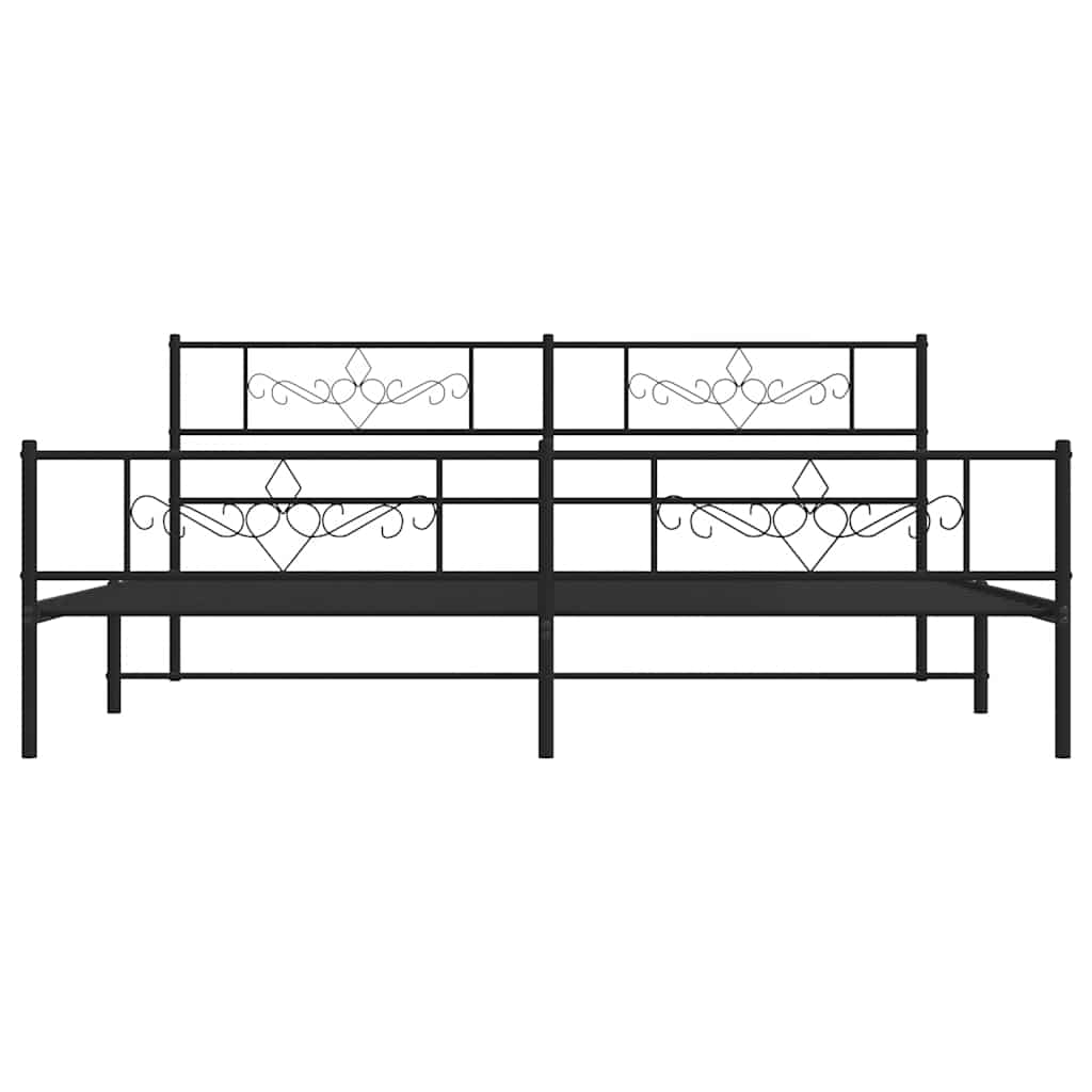 Sengeramme i metall med hode- og fotgavl svart 193x203 cm