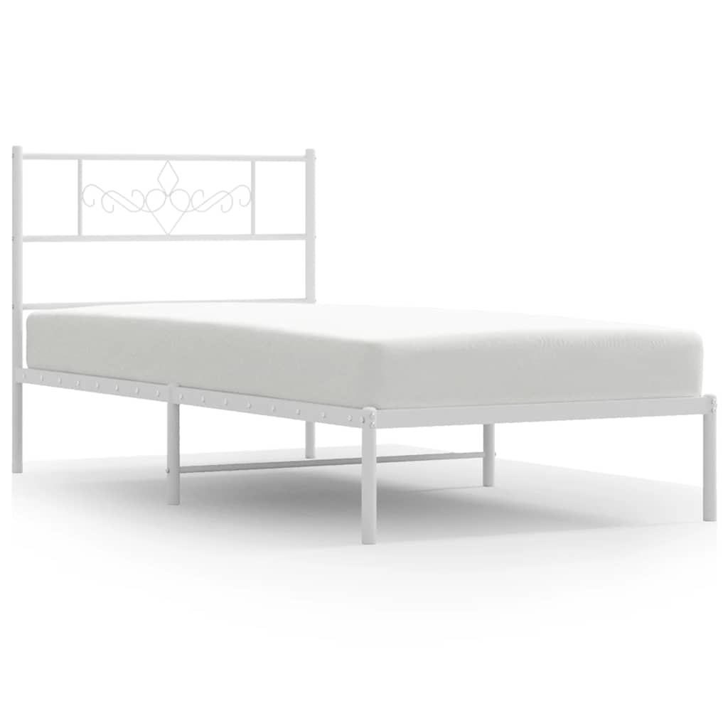 Sengeramme i metall med hodegavl hvit 100x200 cm