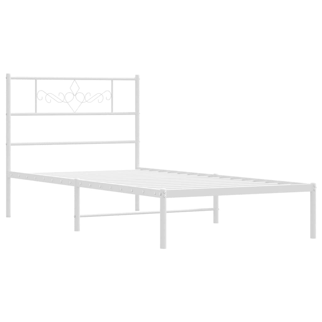 Sengeramme i metall med hodegavl hvit 100x200 cm