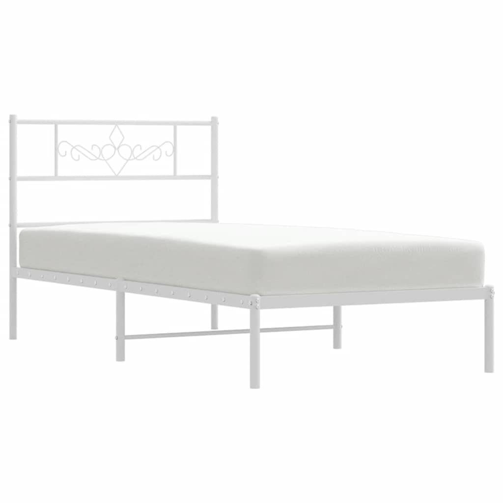 Sengeramme i metall med hodegavl hvit 100x200 cm