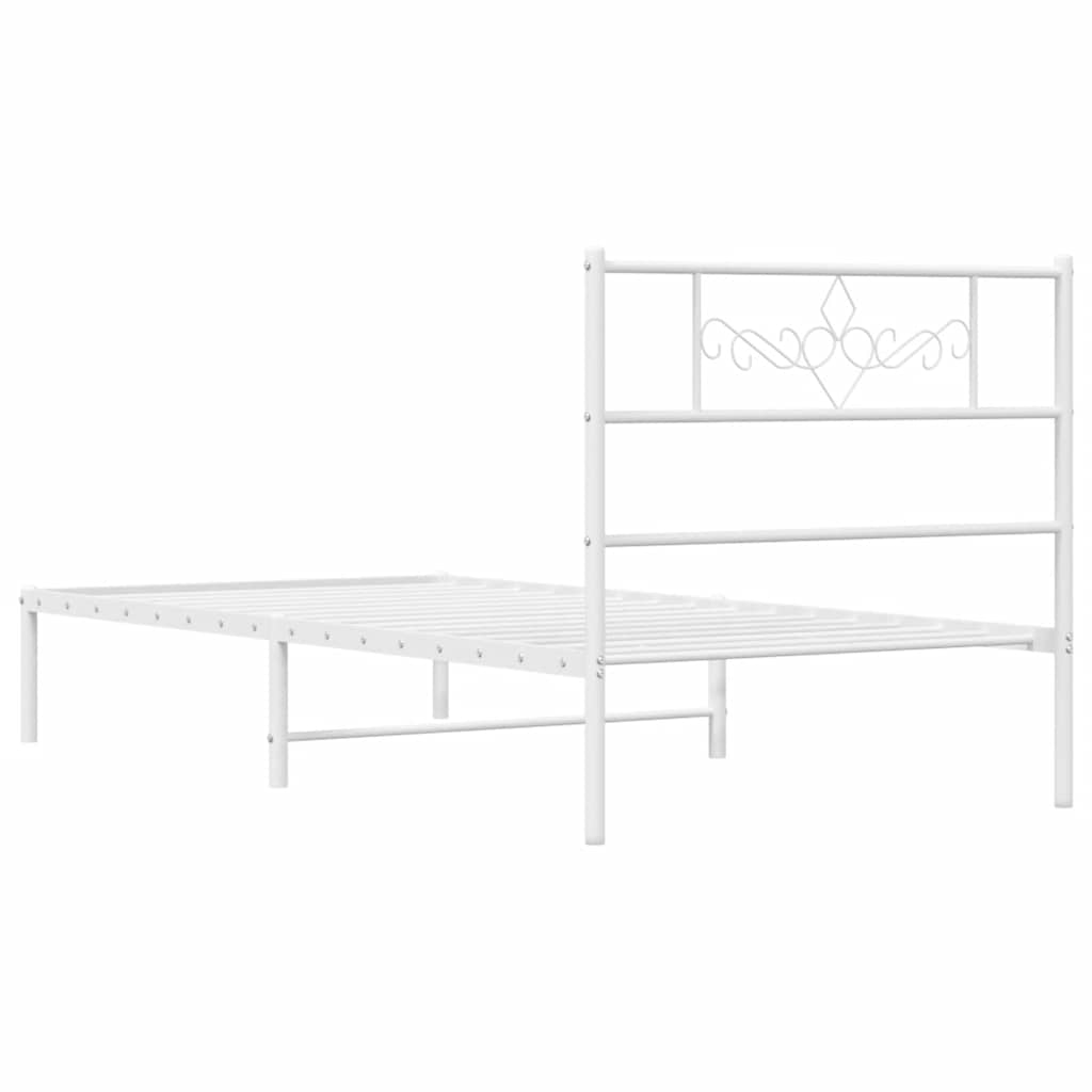 Sengeramme i metall med hodegavl hvit 100x200 cm