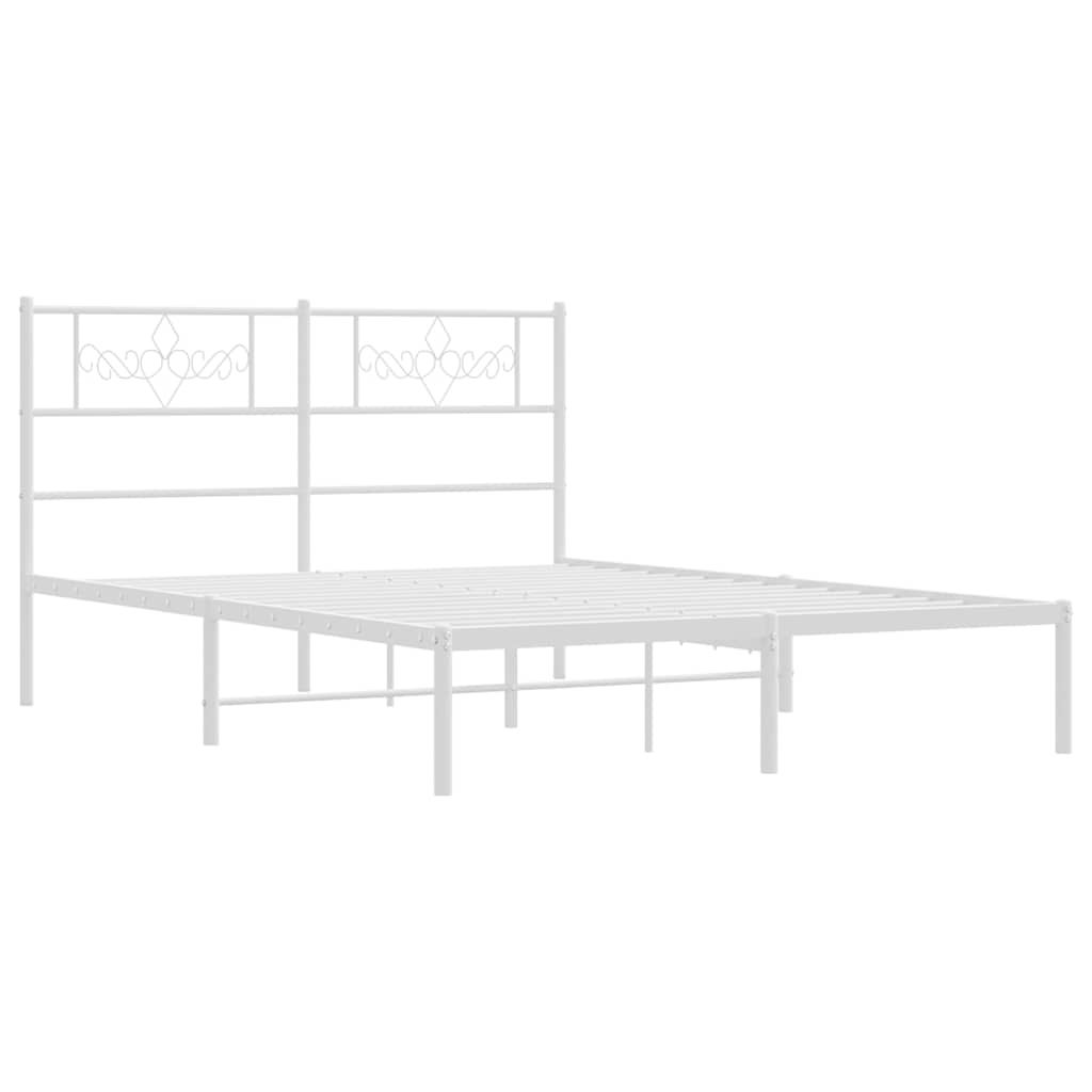 Sengeramme i metall med hodegavl hvit 135x190 cm