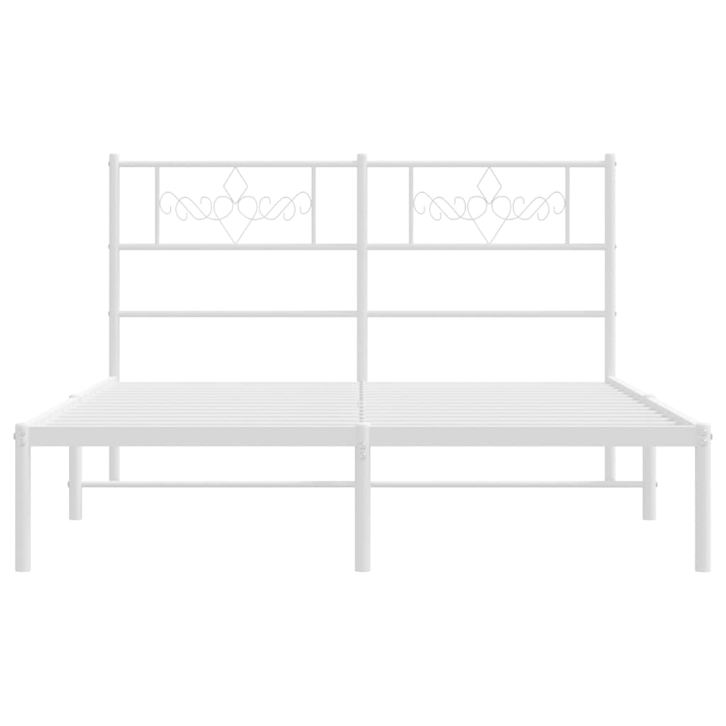 Sengeramme i metall med hodegavl hvit 135x190 cm
