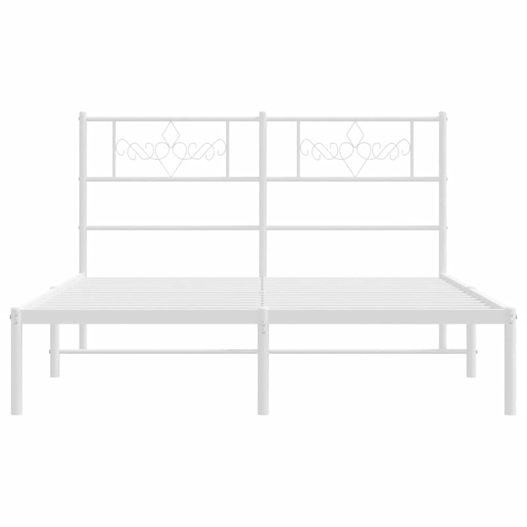 Sengeramme i metall med sengegavl hvit 150x200 cm