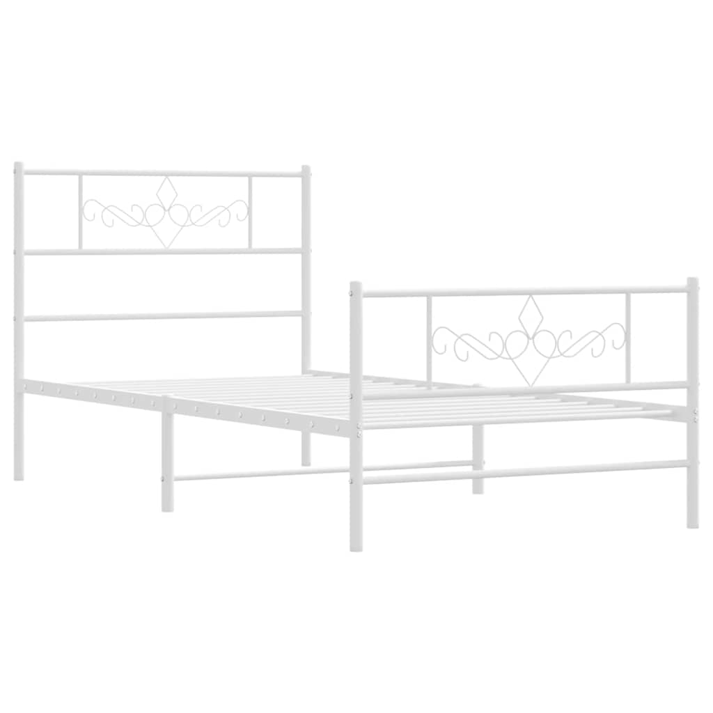 Sengeramme i metall med hode- og fotgavl hvit 100x200 cm