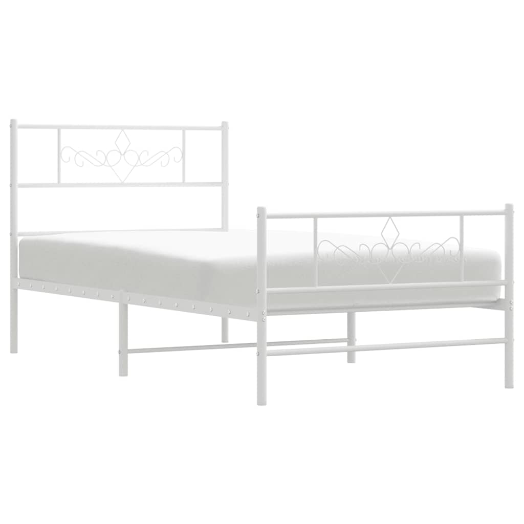 Sengeramme i metall med hode- og fotgavl hvit 100x200 cm
