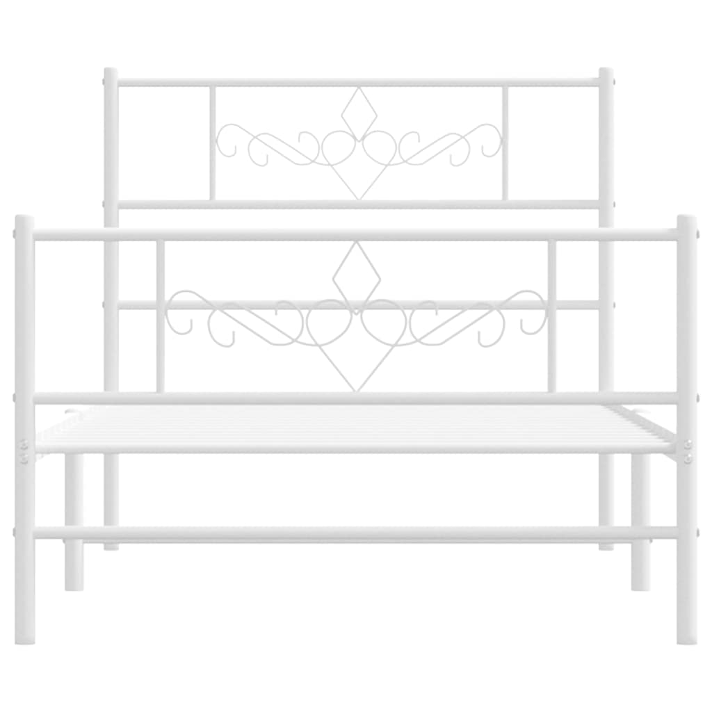 Sengeramme i metall med hode- og fotgavl hvit 100x200 cm
