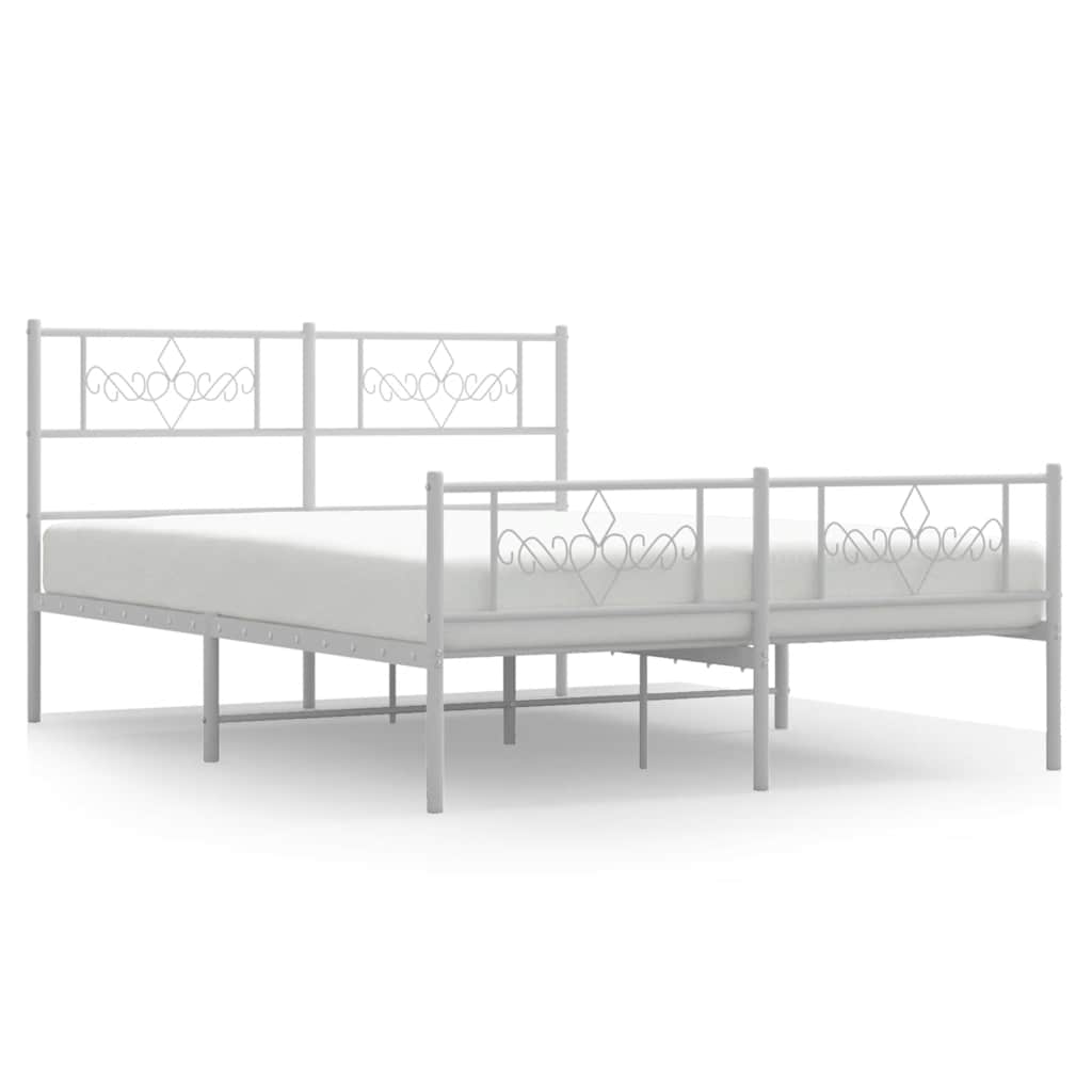 Sengeramme i metall med hode- og fotgavl hvit 135x190 cm
