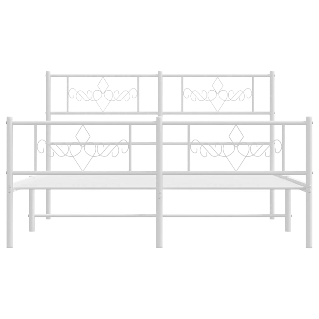 Sengeramme i metall med hode- og fotgavl hvit 135x190 cm