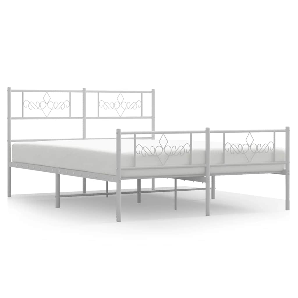 Sengeramme i metall med hode- og fotgavl hvit 150x200 cm