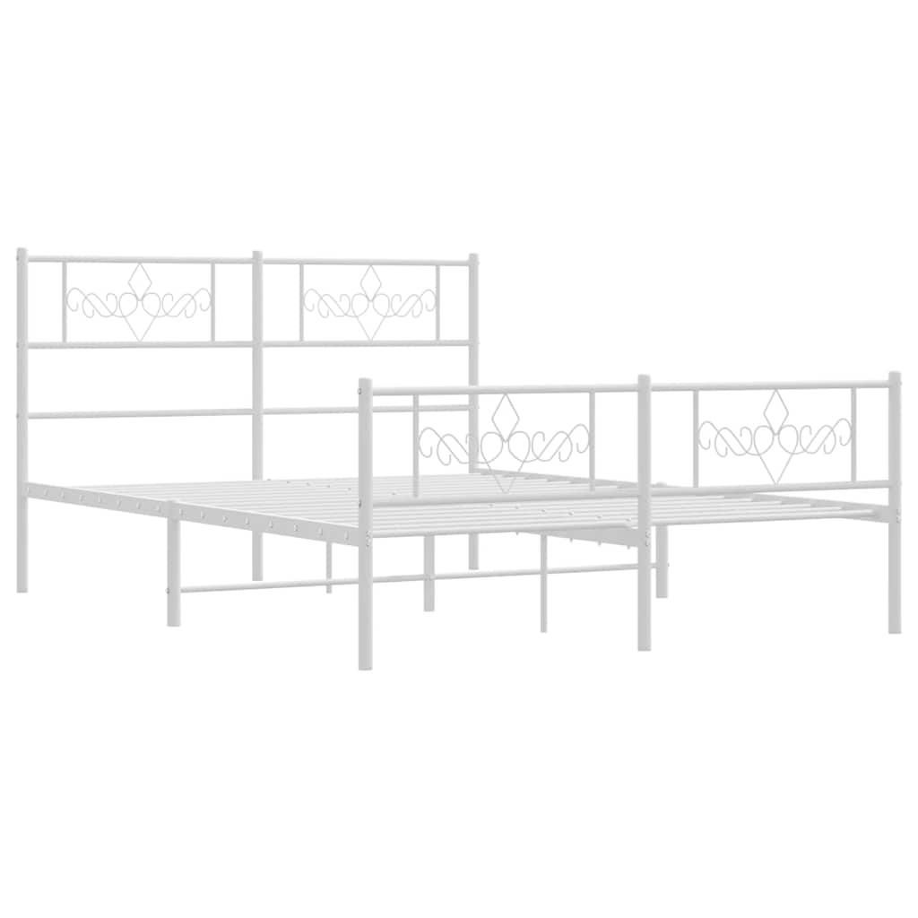 Sengeramme i metall med hode- og fotgavl hvit 150x200 cm