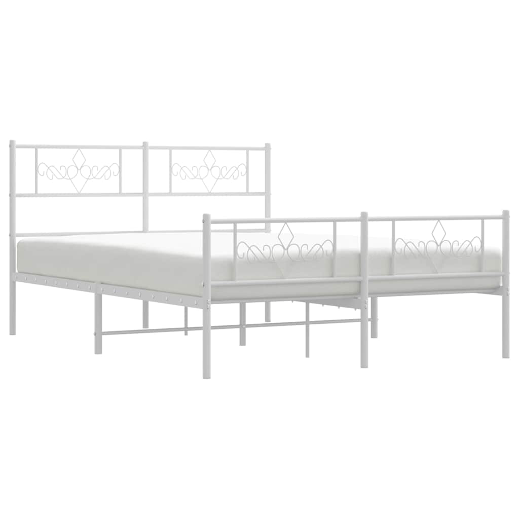 Sengeramme i metall med hode- og fotgavl hvit 150x200 cm