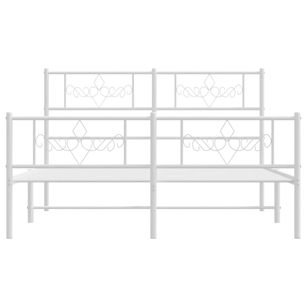 Sengeramme i metall med hode- og fotgavl hvit 150x200 cm