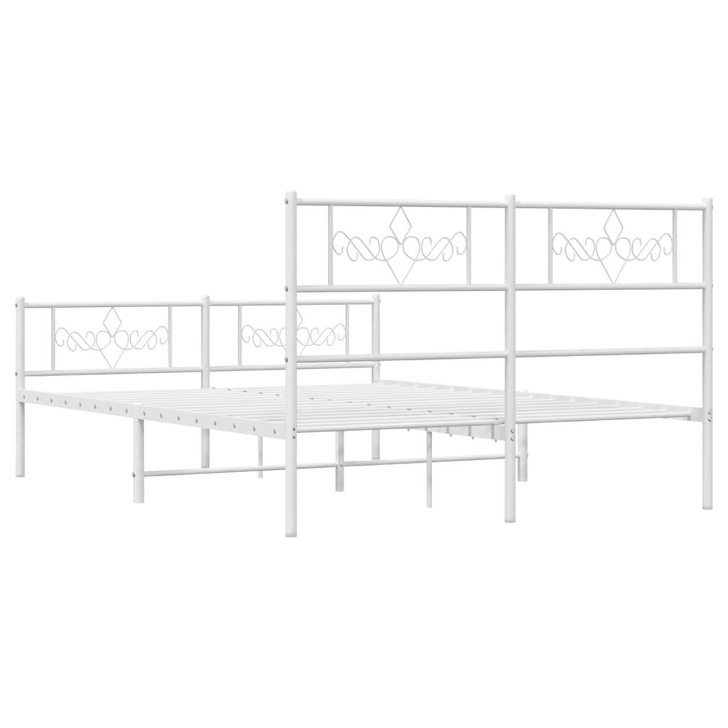 Sengeramme i metall med hode- og fotgavl hvit 150x200 cm