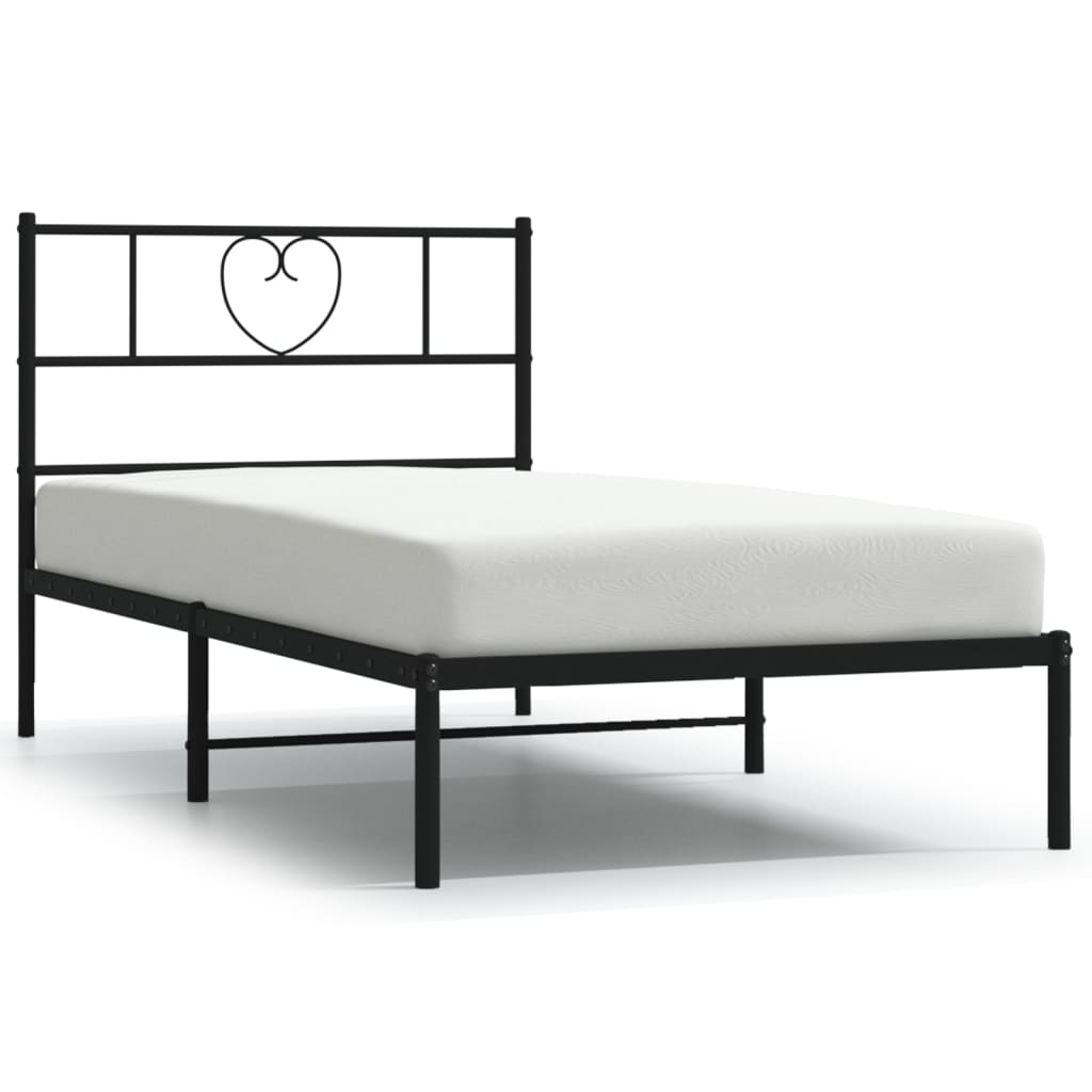 Sengeramme i metall med hodegavl svart 75x190 cm vidaXL