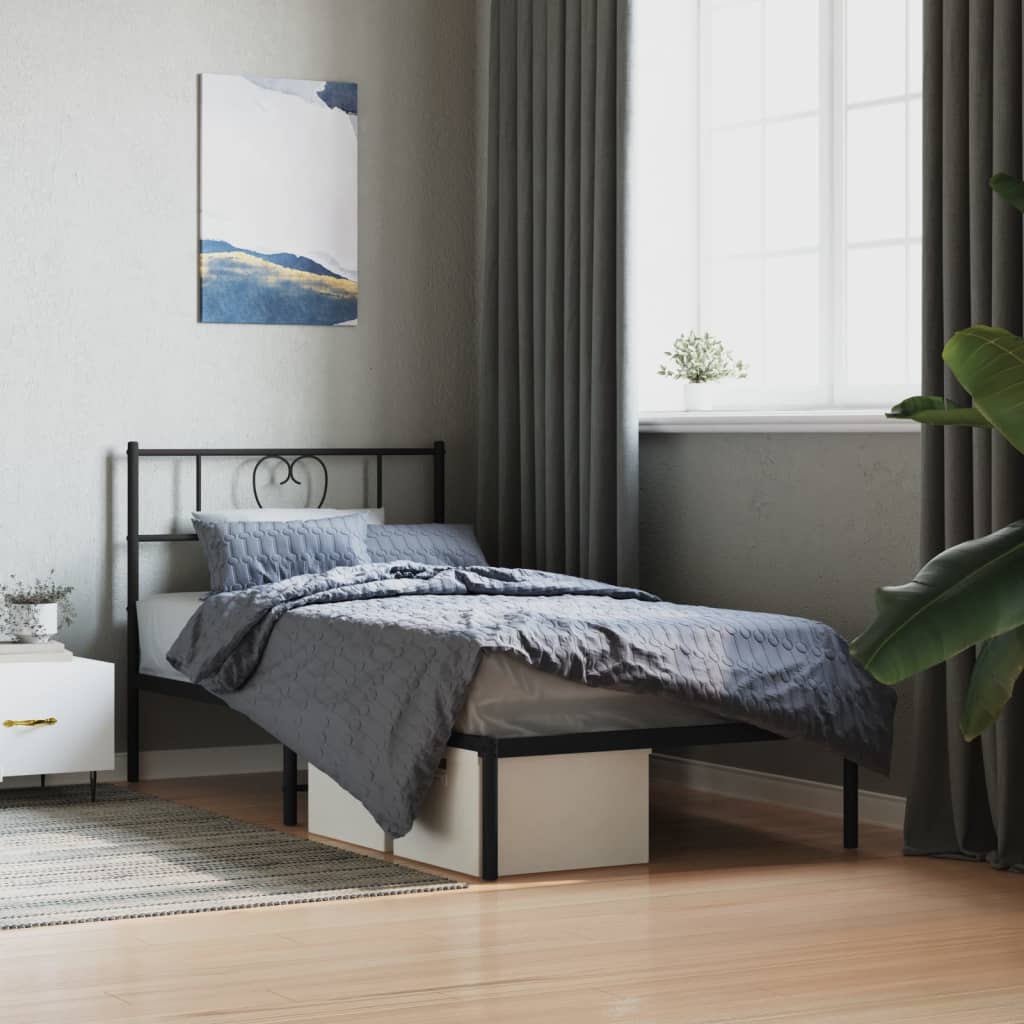 Sengeramme i metall med hodegavl svart 80x200 cm vidaXL