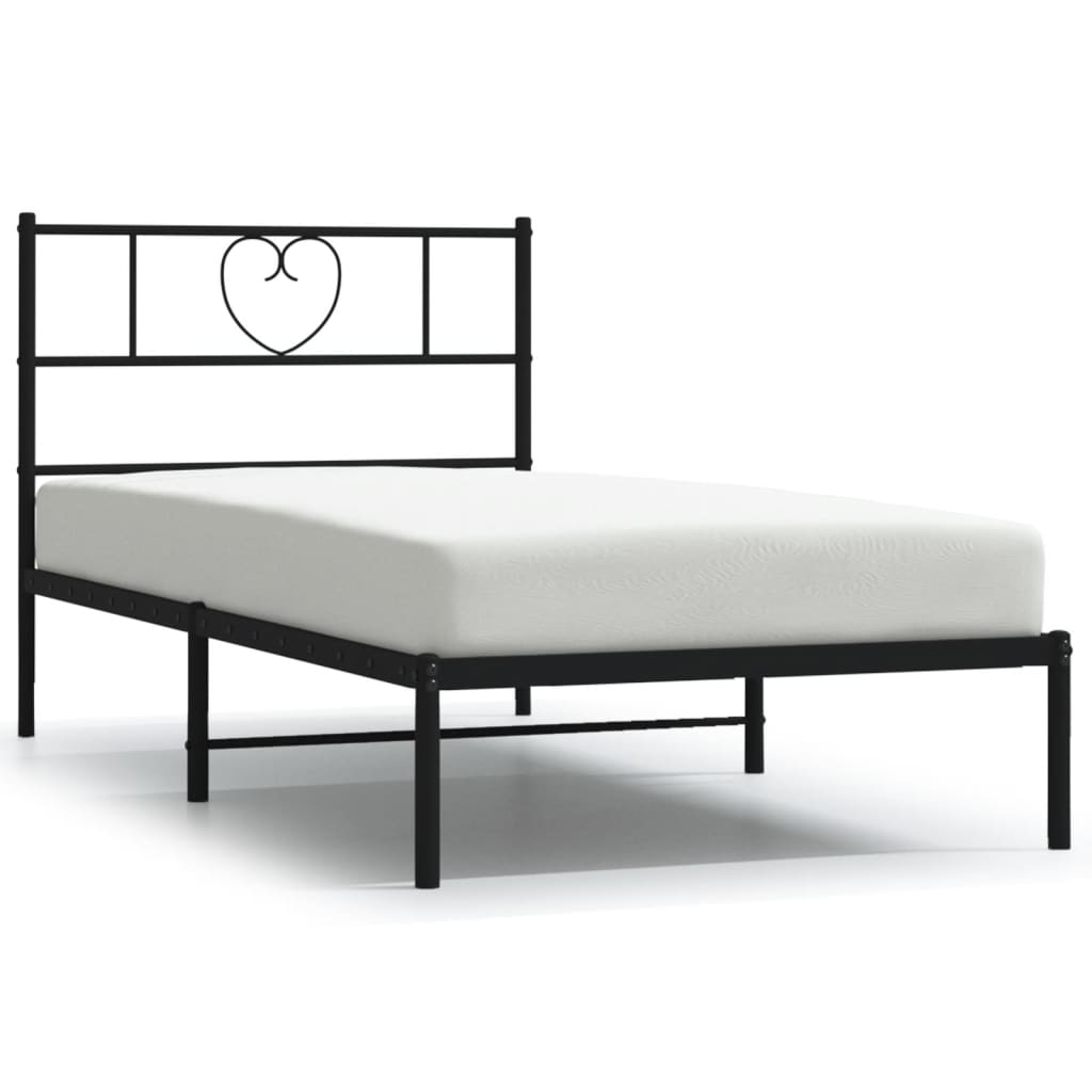Sengeramme i metall med hodegavl svart 90x190 cm