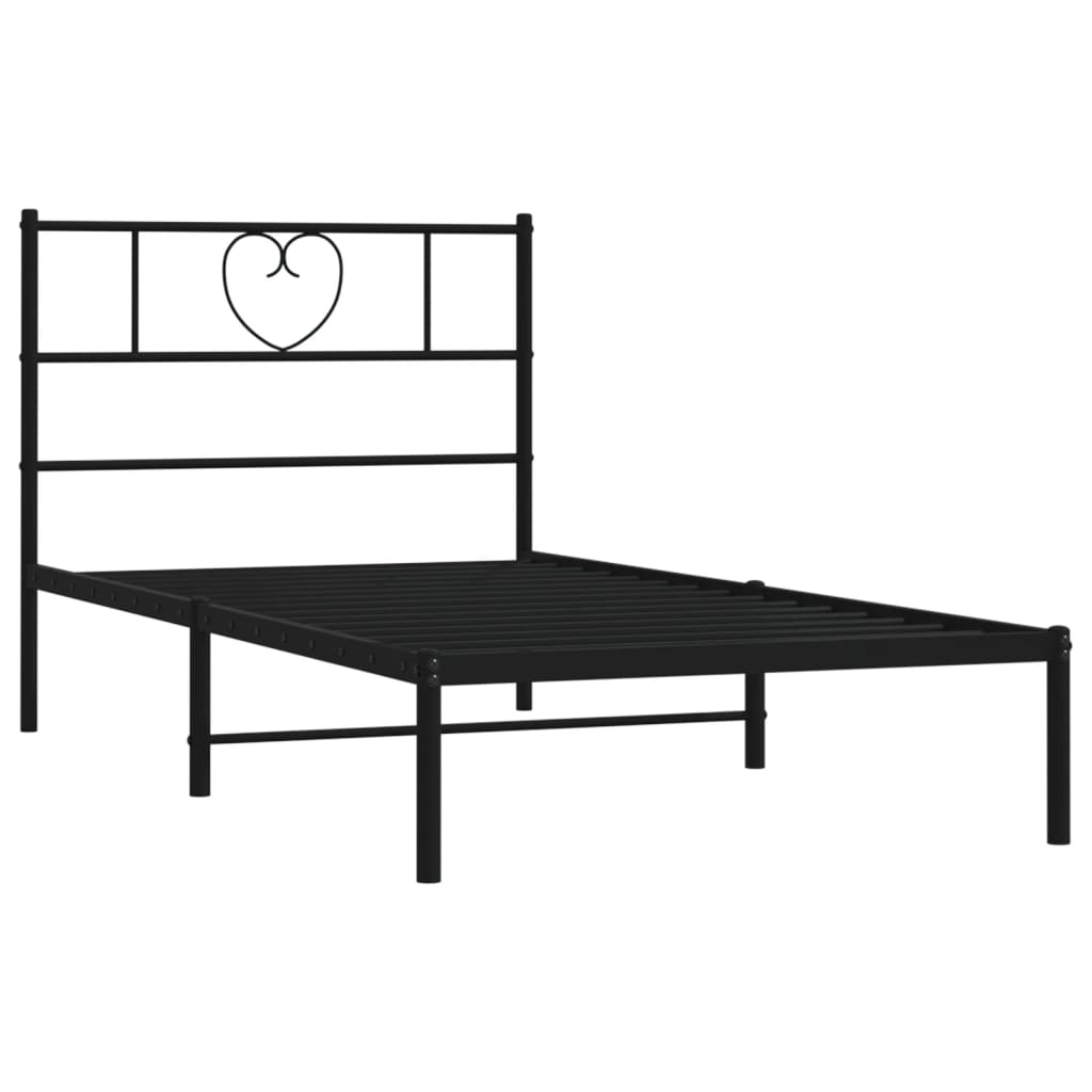 Sengeramme i metall med hodegavl svart 90x190 cm